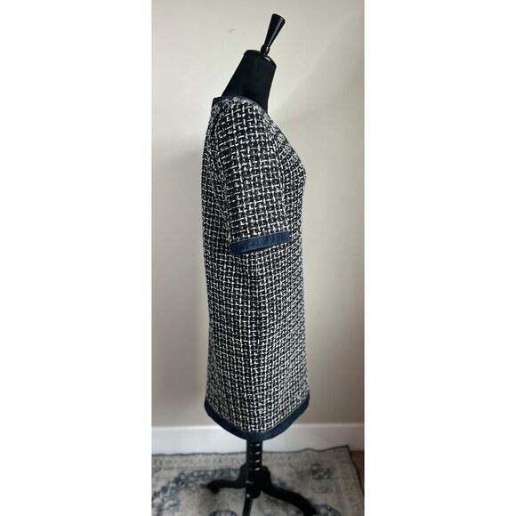 AUTHENTIC CHANEL 17A BLUE GREEN WHITE MULTICOLOR TWEED SUEDE LEATHER DRESS 38 - Picture 8 of 16